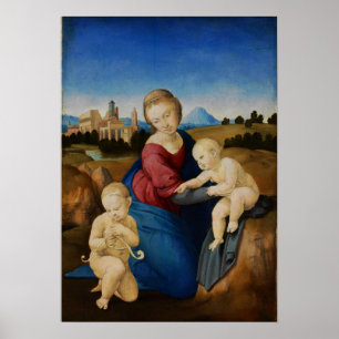 Raphael - Madonna en kind met de kleine Johannes d Poster