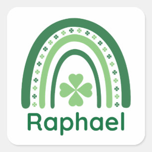 Raphael Naam Clover Boho Rainbow Vierkante Sticker