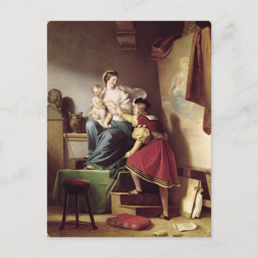 Raphael past zijn model aan briefkaart (Voorkant)