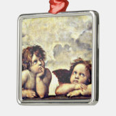 Raphael: Putti, Detail van de Sistine Madonna. Metalen Ornament (Links)
