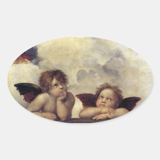 Raphael: Putti, Detail van de Sistine Madonna Ovale Sticker (Voorkant)