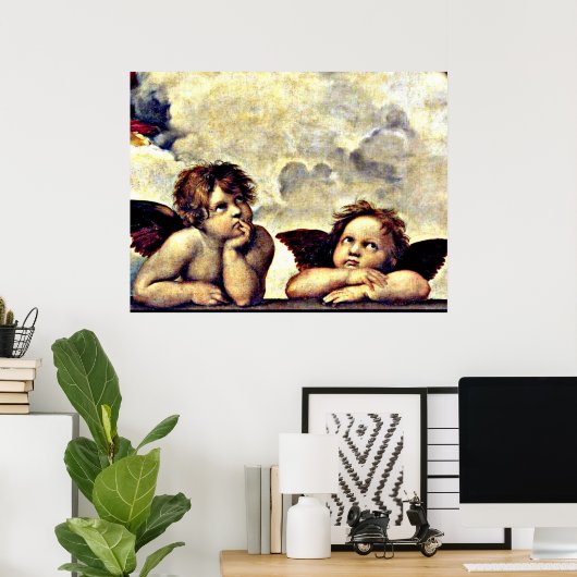 Raphael: Putti, Detail van de Sistine Madonna. Poster (Thuiskantoor)