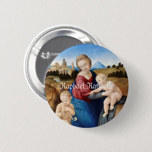 Raphael Raffaello Madonna en Child Baby Saint Ronde Button 5,7 Cm (Voorkant /achterkant)