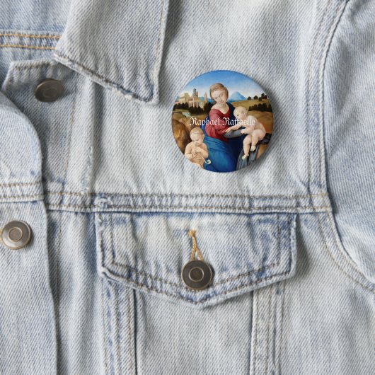 Raphael Raffaello Madonna en Child Baby Saint Ronde Button 5,7 Cm (In situ)