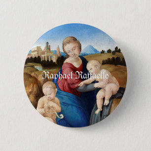 Raphael Raffaello Madonna en Child Baby Saint Ronde Button 5,7 Cm