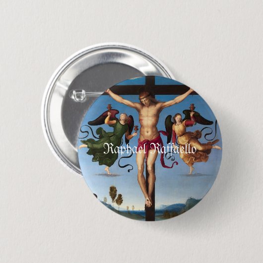 Raphael Raffaello The Mond Crucifixe Jesus Ronde Button 5,7 Cm (Voorkant /achterkant)