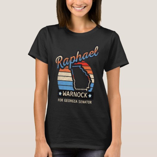 Raphael Retro Sunset Warnock voor Georgia Senator T-shirt (Voorkant)