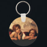 Raphael Sanzio - Angels (Detail) Sleutelhanger<br><div class="desc">Een detail van de engelen uit het Renaissance-meesterwerk van Raphael "Madonna" in de Sistine Chapel. Raphael Sanzio, gewoonlijk alleen bekend onder zijn voornaam, was een Italiaanse schilder en architect en een van de meesters van de hoge renaissance. Hij was een zeer prominente kunstenaar die portretten schilderde en religieuze werken op...</div>