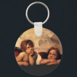 Raphael Sanzio - Angels (Detail) Sleutelhanger<br><div class="desc">Een detail van de engelen uit het Renaissance-meesterwerk van Raphael "Madonna" in de Sistine Chapel. Raphael Sanzio, gewoonlijk alleen bekend onder zijn voornaam, was een Italiaanse schilder en architect en een van de meesters van de hoge renaissance. Hij was een zeer prominente kunstenaar die portretten schilderde en religieuze werken op...</div>