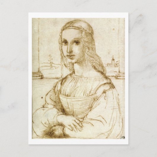 Raphaël schets 1504 EERDERE MONA LISA Briefkaart (Voorkant)