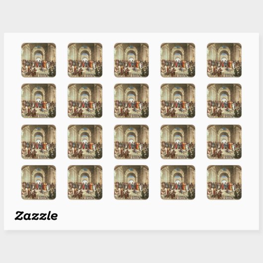 Raphael - School of Athens Vierkante Sticker (Vel)