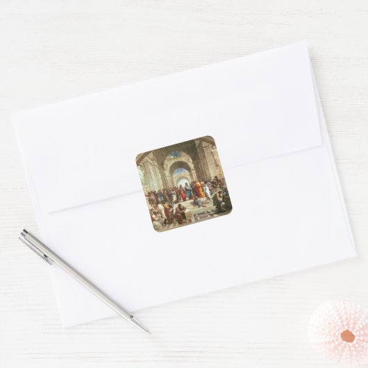 Raphael - School of Athens Vierkante Sticker (Envelop)