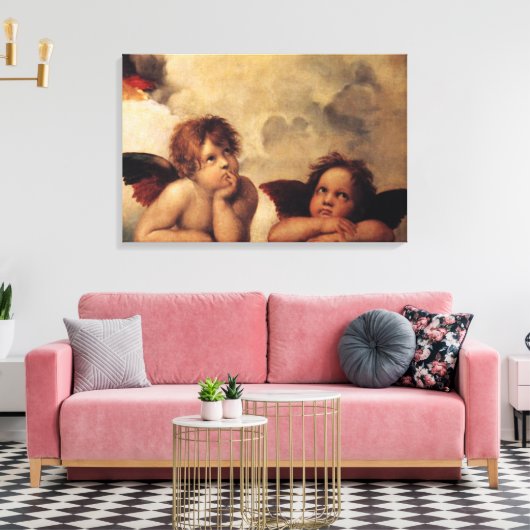 Raphael, Sistine Cherub Canvas Afdruk (Insitu (Woonkamer))