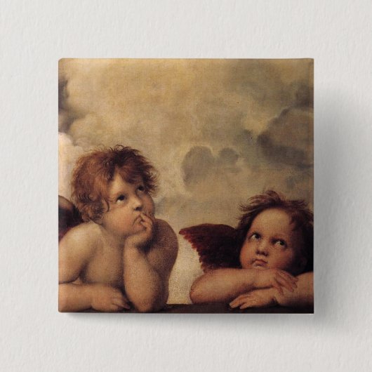 Raphael, Sistine Cherub Vierkante Button 5,1 Cm (Voorkant)
