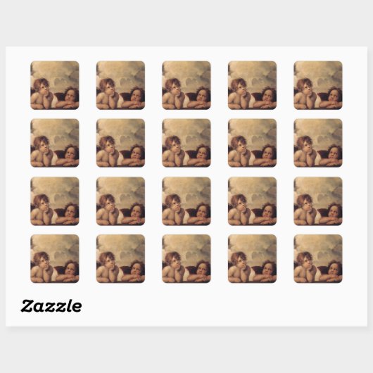 Raphael, Sistine Cherub Vierkante Sticker (Vel)