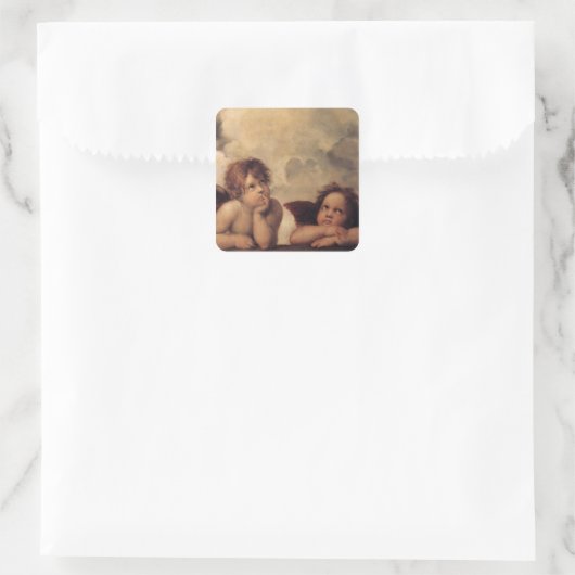 Raphael, Sistine Cherub Vierkante Sticker (Tas)
