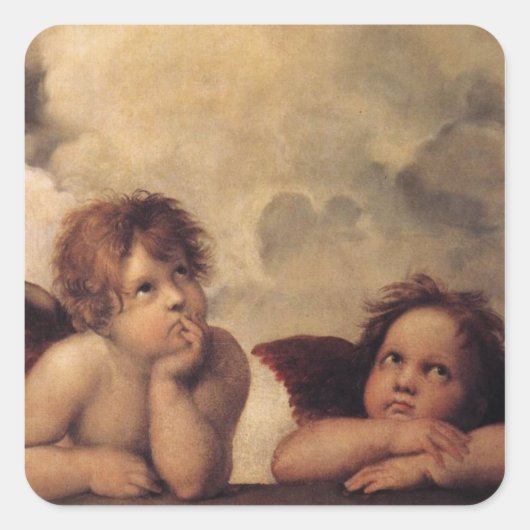 Raphael, Sistine Cherub Vierkante Sticker (Voorkant)
