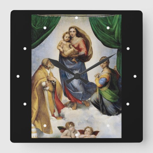 Raphael , Sistine Madonna Vierkante Klok (Voorkant)