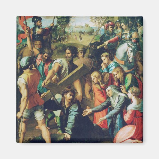 Raphael Spasimo Christ Valt Onder Kruis Kunst Magneet (Voorkant)