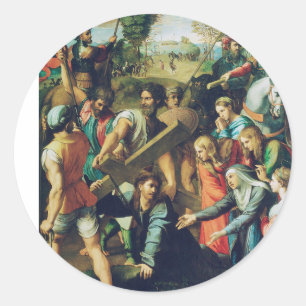Raphael Spasimo Christ Valt Onder Kruis Kunst Ronde Sticker
