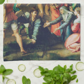 Raphael Spasimo Christ Valt Onder Kruis Kunst Theedoek (Gevouwen)