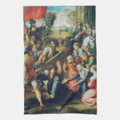 Raphael Spasimo Christ Valt Onder Kruis Kunst Theedoek (Verticaal)