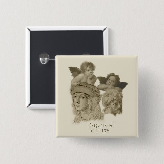 Raphael Vierkante Button 5,1 Cm (Voorkant /achterkant)