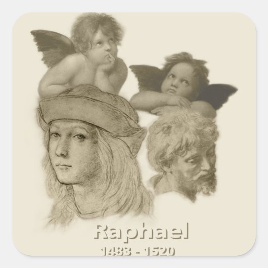 Raphael Vierkante Sticker (Voorkant)
