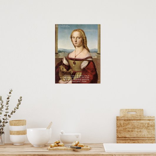 Raphael vrouw met Unicorn & Raphael Quote Poste Poster (Keuken)