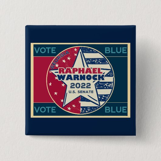 Raphael Warnock Georgia Senator 2022 Stemming blau Vierkante Button 5,1 Cm (Voorkant)