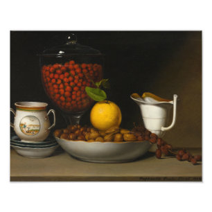 Raphaelle Peale - Stilleven - aardbeien, noten, Foto Afdruk