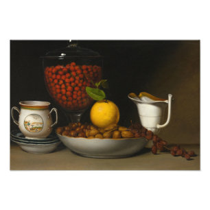 Raphaelle Peale - Stilleven - aardbeien, noten, Foto Afdruk