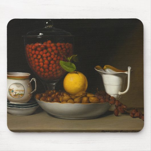 Raphaelle Peale - Stilleven - aardbeien, noten, Muismat (Voorkant)