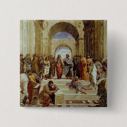 Raphaëls 'De School of Athene' Detail ongeveer 151 Vierkante Button 5,1 Cm (Voorkant)