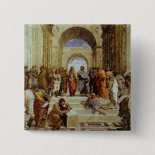 Raphaëls 'De School of Athene' Detail ongeveer 15 Vierkante Button 5,1 Cm