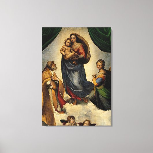 Raphaëls klassieke "Sistine Madonna" (circa 1513) Canvas Afdruk (Voorkant)