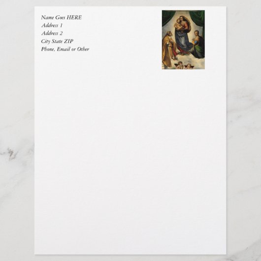 Raphaëls klassieke "Sistine Madonna" (circa 1513) Custom Briefhoofd (Voorkant)
