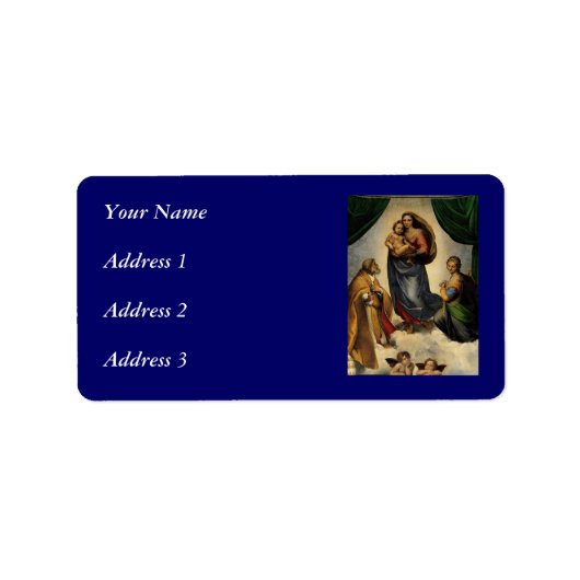 Raphaëls klassieke "Sistine Madonna" (circa 1513) Etiket (Voorkant)