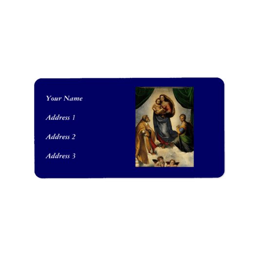 Raphaëls klassieke "Sistine Madonna" (circa 1513) Etiket (Voorkant)
