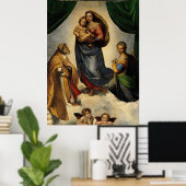 Raphaëls klassieke "Sistine Madonna" (circa 1513) Poster (Thuiskantoor)