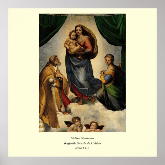 Raphaëls klassieke "Sistine Madonna" (circa 1513) Poster (Voorkant)