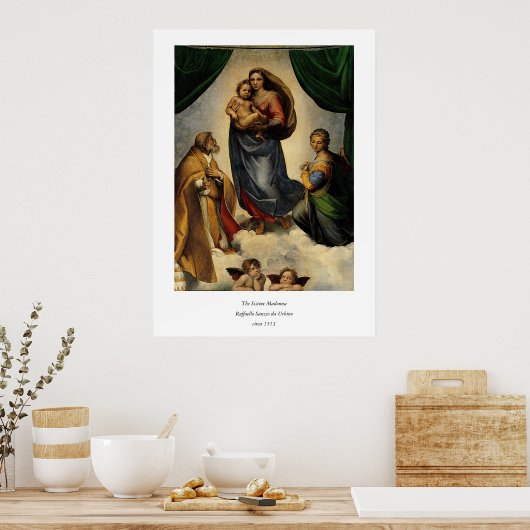 Raphaëls klassieke "Sistine Madonna" (circa 1513) Poster (Keuken)