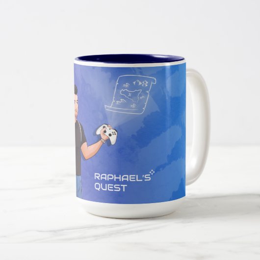 Raphael's Quest - Officieel Youtube-kanaal Tweekleurige Koffiemok (Voorkant rechts)