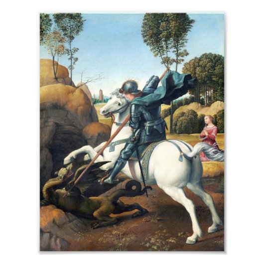 Raphaëls Saint George en de Dragon (ca. 1506) f Foto Afdruk (Voorkant)