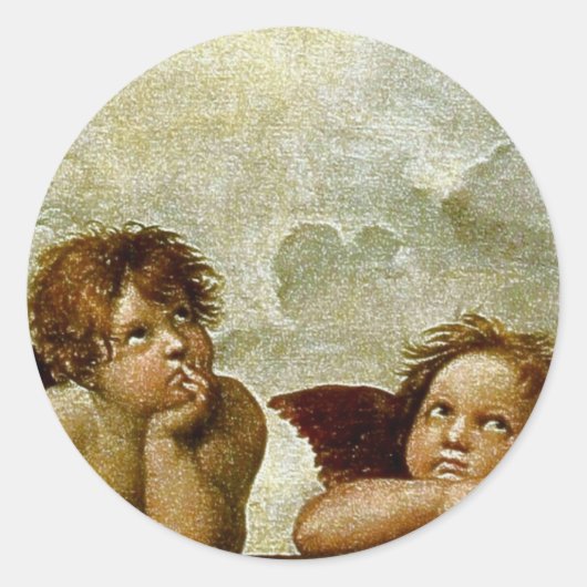 Raphaëls "Sistine Madonna" (circa 1513) (Detail) Ronde Sticker (Voorkant)