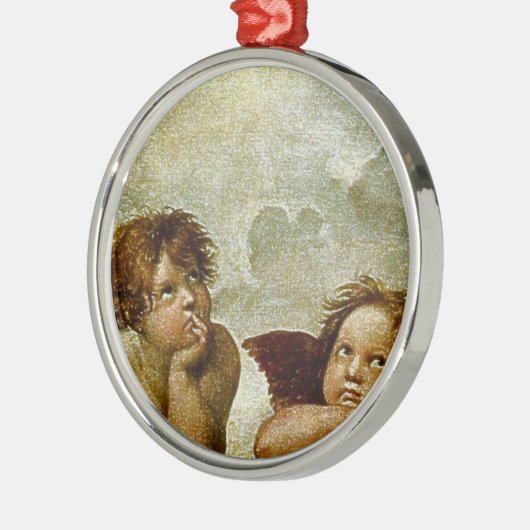 Raphaëls "Sistine Madonna" Detail (circa 1513) Metalen Ornament (Links)