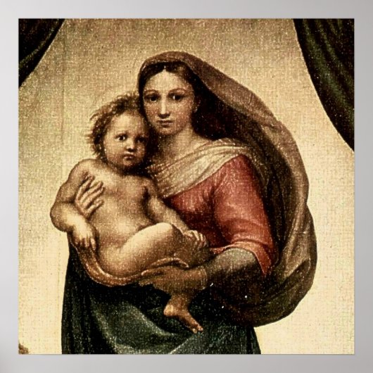 Raphaëls "Sistine Madonna" Detail (circa 1513) Poster (Voorkant)