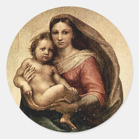 Raphaëls "Sistine Madonna" Detail (circa 1513) Ronde Sticker (Voorkant)