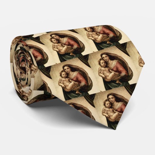 Raphaëls "Sistine Madonna" Detail (circa 1513) Stropdas (Opgerold)