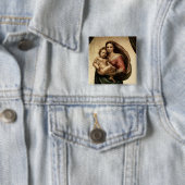 Raphaëls "Sistine Madonna" Detail (circa 1513) Vierkante Button 5,1 Cm (In situ)